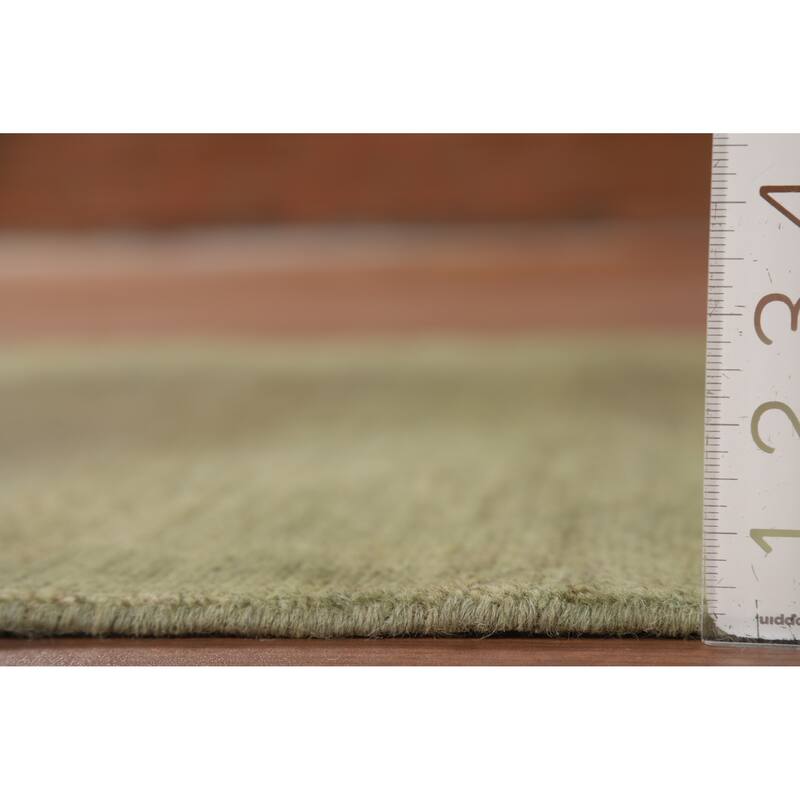 Hand Knotted Oriental 100% Wool Carpet Modern Solid Green Gabbeh Area Rug - 5' 0'' X 3' 5''