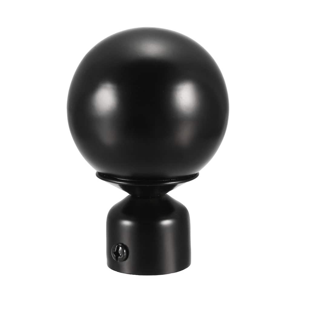 Curtain Rod Finials Iron Ball Cap End for 28mm Drapery Pole Black 90mm x 60mm