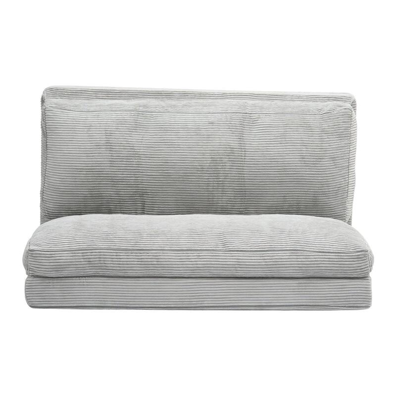 Dark Grey Full Foam Fabric Foldable Sofa Bed with Ergonomic Backrest - 94.88” L x 54” W x 4.72” H