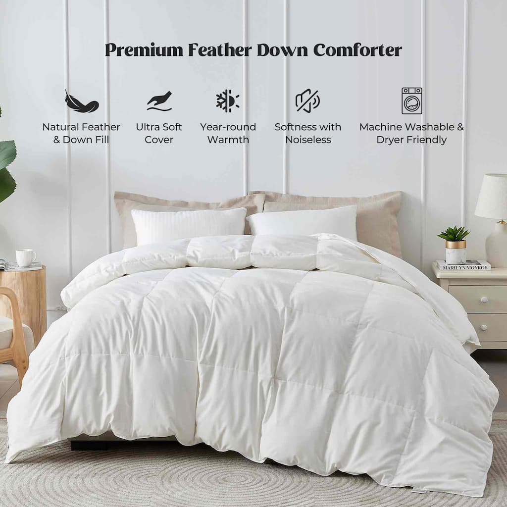 Medium Weight All Season White Goose Fiber Comforter Insert