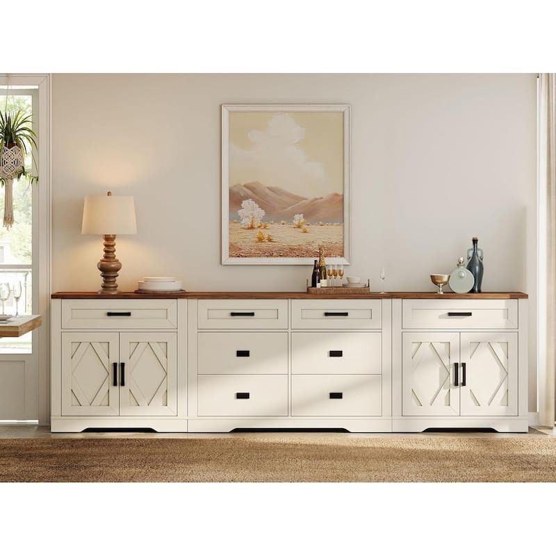Large TV Stand,3/4-in-1 Farmhouse TV Console Table with Storage Barn Door Cabinet