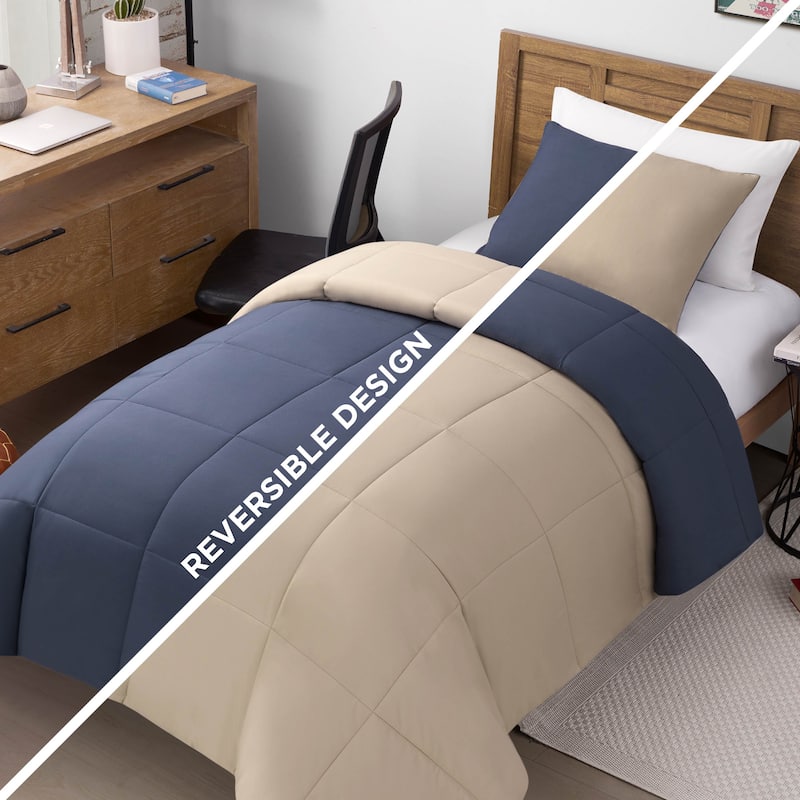 Lucky Brand Box Stitch Reversible Comforter Sets