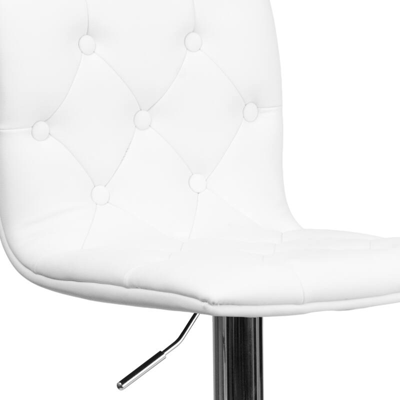 Contemporary Button Tufted Vinyl Adjustable Height Barstool with Chrome Base - 15"W x 18"D x 35.25" - 43.75"H