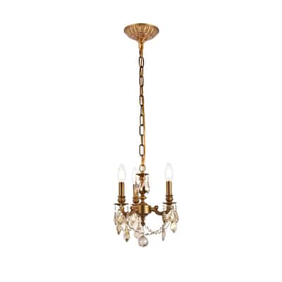Fleur Illumination Collection Pendant D:10in H:10in Lt:3 French Gold Finish