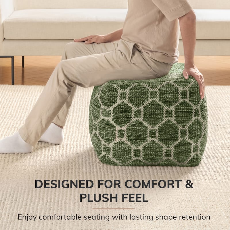 Jani 20-inch Ottoman Pouf - Handcrafted Handmade Ottoman for Seating, Footrest, Home Decor for Living Room, Bedroom
