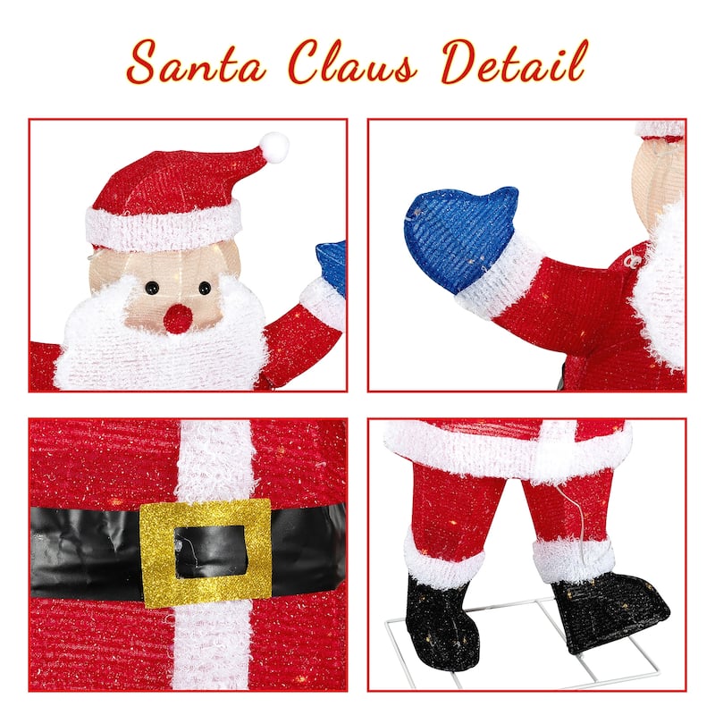 Futzca Christmas Light Holiday Reindeer & Sleigh, Santa