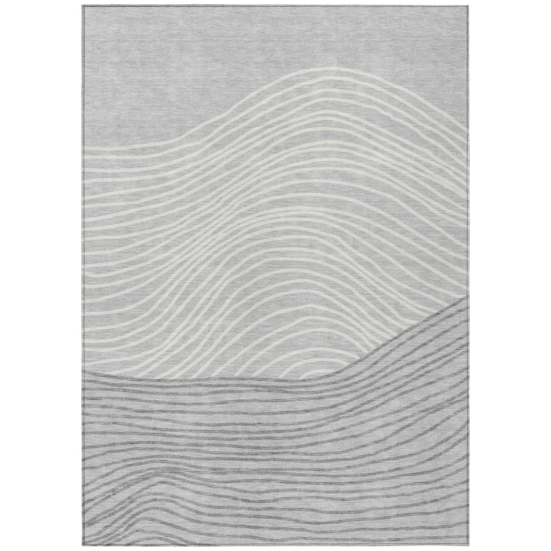Machine Washable Indoor/ Outdoor Modern Arches Chantille Rug