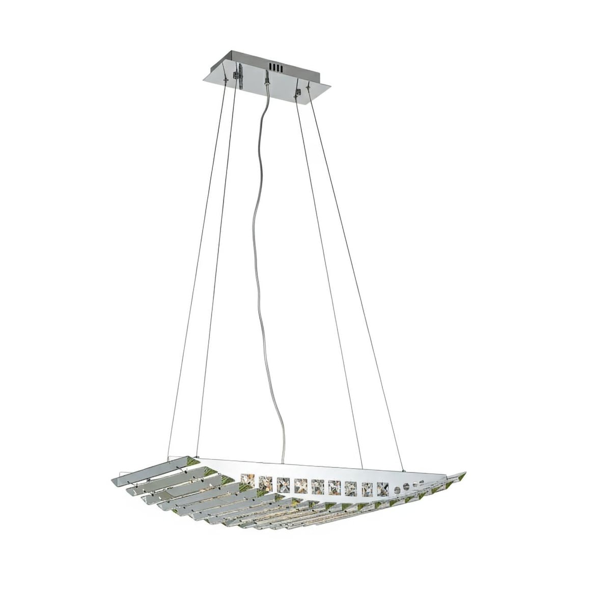 Transitional 10-Light Chrome Chandelier With Clear Crystal Rods