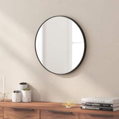 Accent Wall Mount Mirror with Metal Frame - Round Wall Mirror