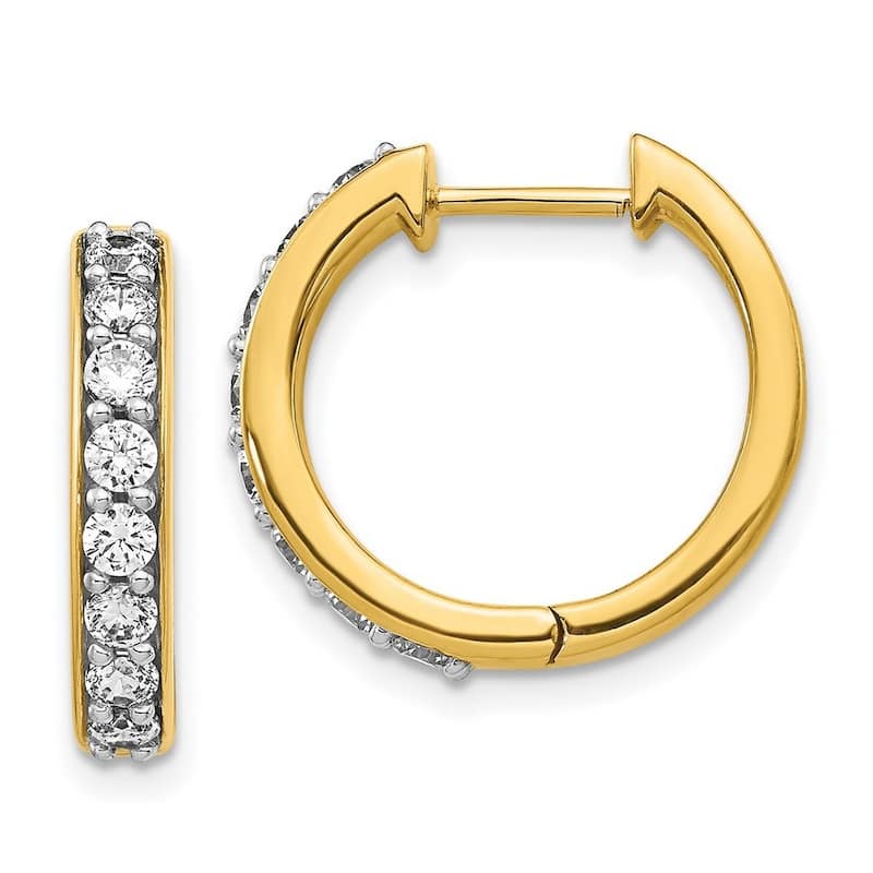 Curata 14k Yellow Gold Diamond Hoop Earrings - 17x17mm Wide 3mm Thick
