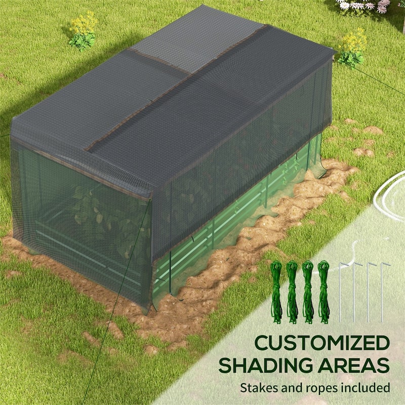 Large Galvanized Steel Raised Garden Bed with Crop Cage Shade and Cloth Zippered Access