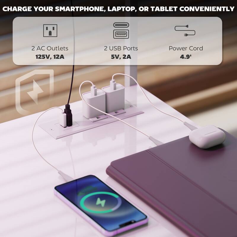 L Shaped Gaming Desk with LED Lights and Power Outlets, Computer Desk with Monitor Stand and CPU Shelf