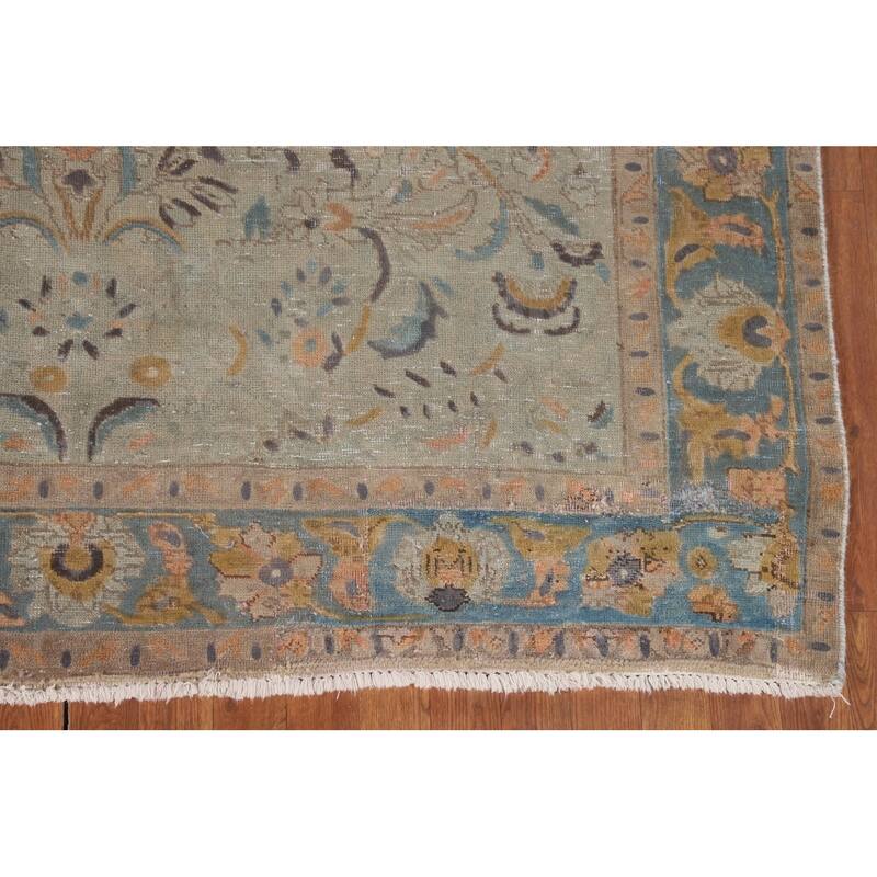 Distressed Over-Dyed Tabriz Antique Area Rug Handmade Wool Carpet - 6'3"x 9'11"