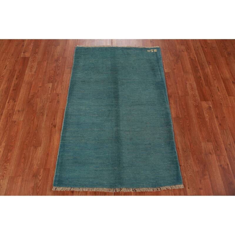 Modern Blue Gabbeh Oriental Accent Rug Handmade Wool Carpet - 2'8" x 4'1"