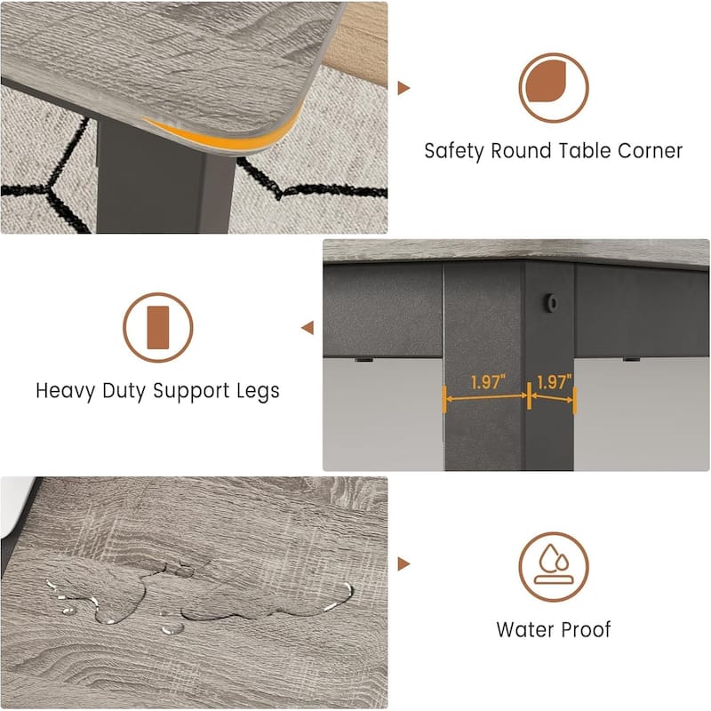 Industrial Dining Table, 71.7" Wooden Dining Table with Metal Legs