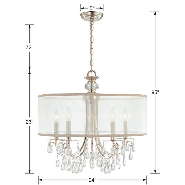 Hampton 5 Light Drum Shade Chrome Chandelier - 24'' W x 23'' H