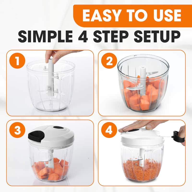 Cheer Collection 30oz Pull String Vegetable Chopper Black And White