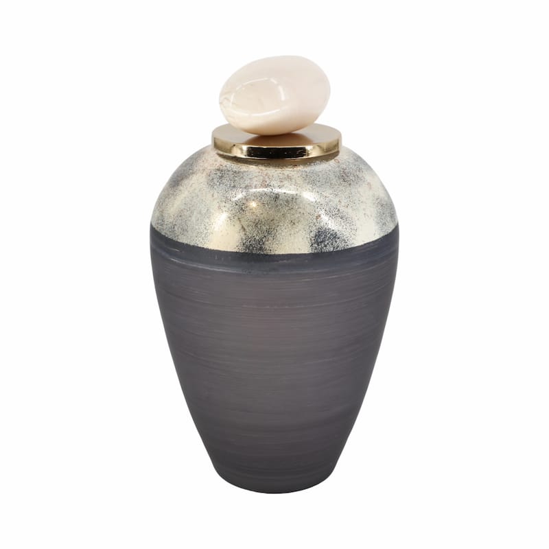 Sagebrook Home Glass Jar With Metal & Resin Details