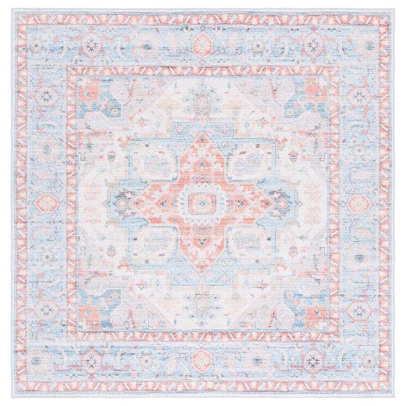 SAFAVIEH Arizona Fjola Vintage Rug - 6' Square - Turquoise/Rust