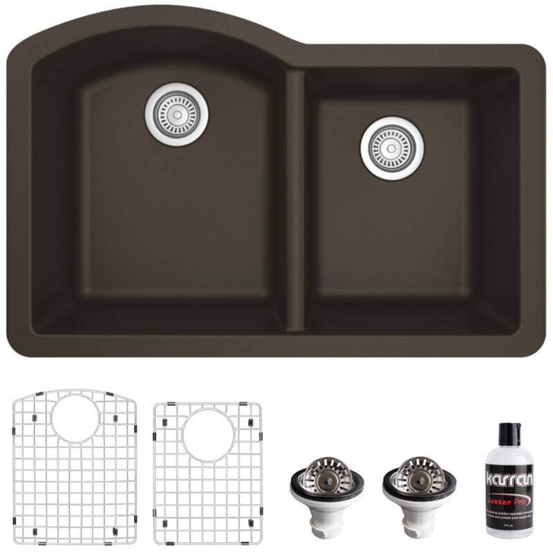 Karran USA QU-610-PK1 Quartz QU 32" Undermount Double Basin Quartz