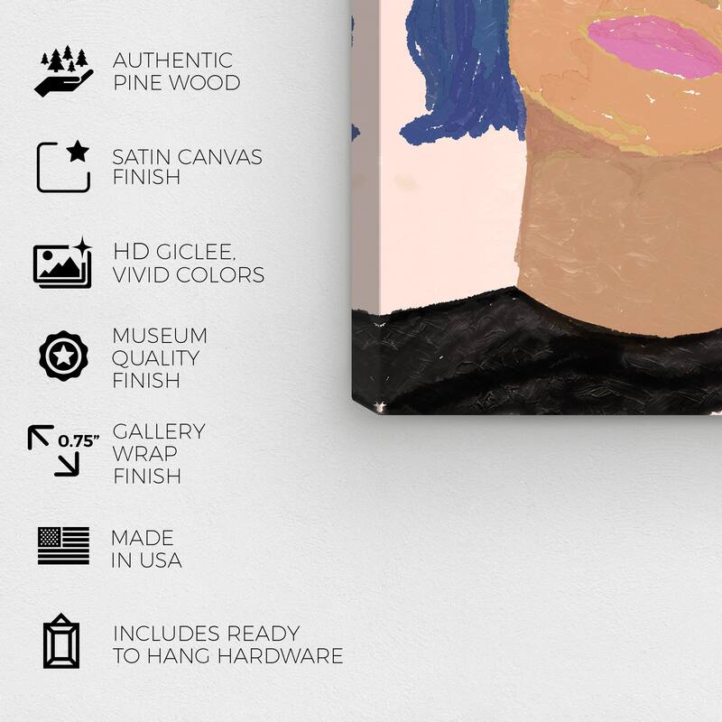 Wynwood Studio People and Portraits Very Abstract Frieda Yellow and Army Green Modern & Contemporary Wall Art Canvas Print