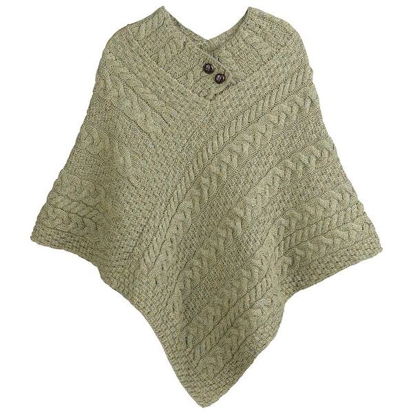 Shop Women S Aran Island Poncho 100 Merino Wool Cable Knit Sweater One Size Overstock 19475469