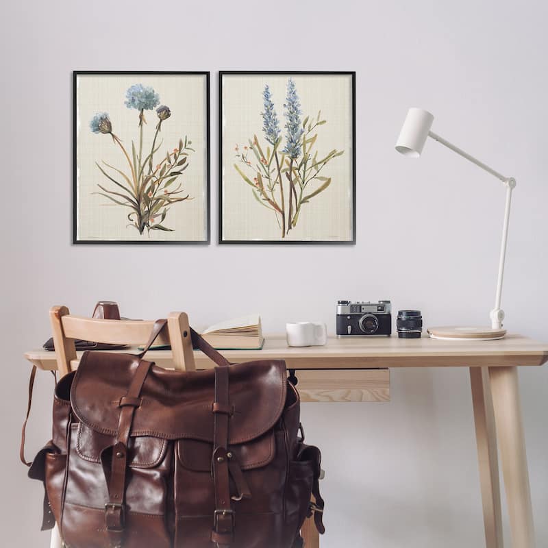 Stupell Natural Budding Blooms Framed Giclee Art Design By Carol Robinson (Set of 2)