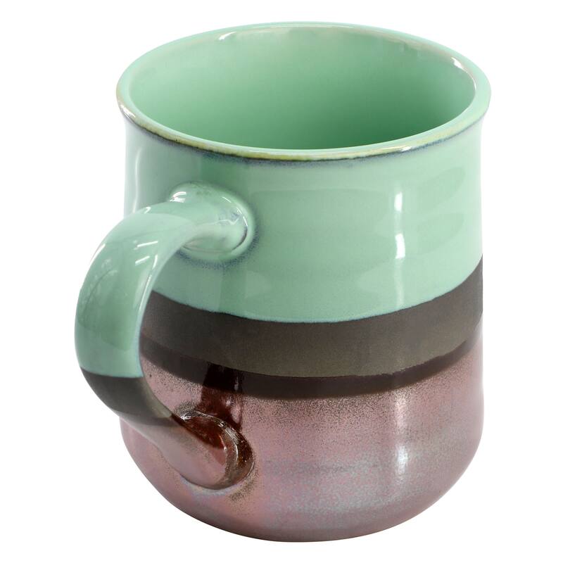 Gibson Home Copper Tonal 4 Piece 18 Ounce Stoneware Cup Set in Celadon