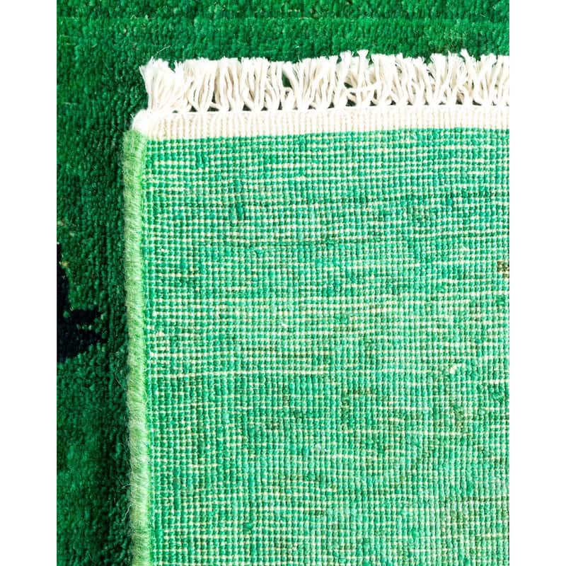 Overton Hand Knotted Wool Vintage Inspired Modern Contemporary Overdyed Green Area Rug - 2' 7" x 23' 1"