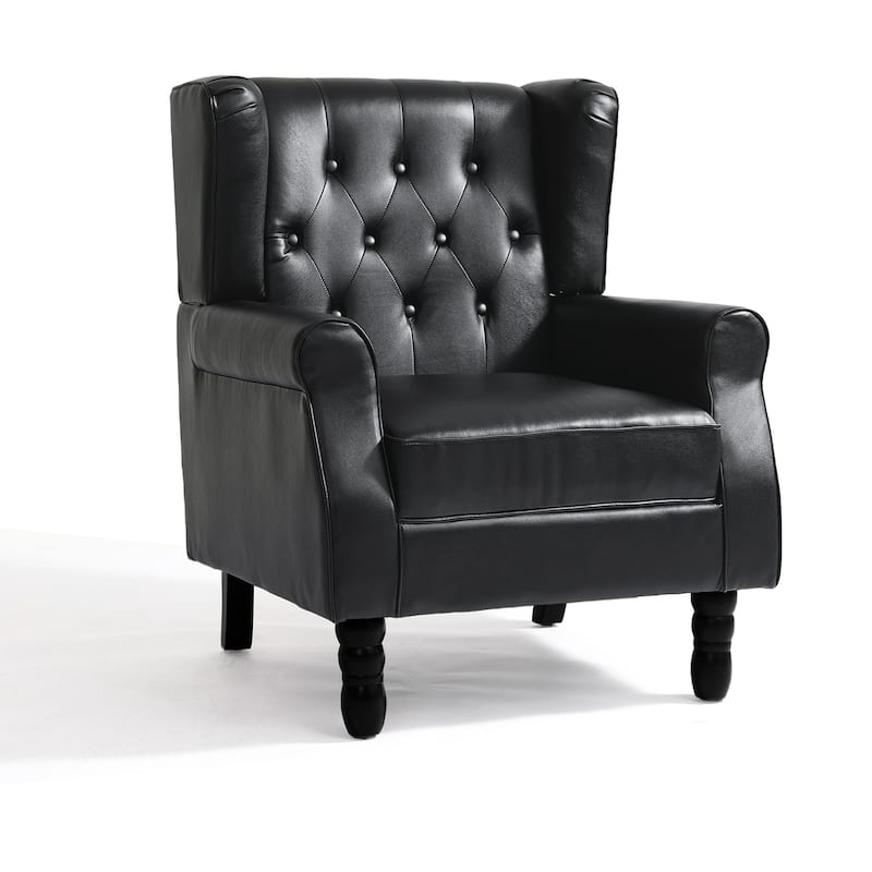 Button-Tufted Accent Chair Wingback Armchair - 38"H