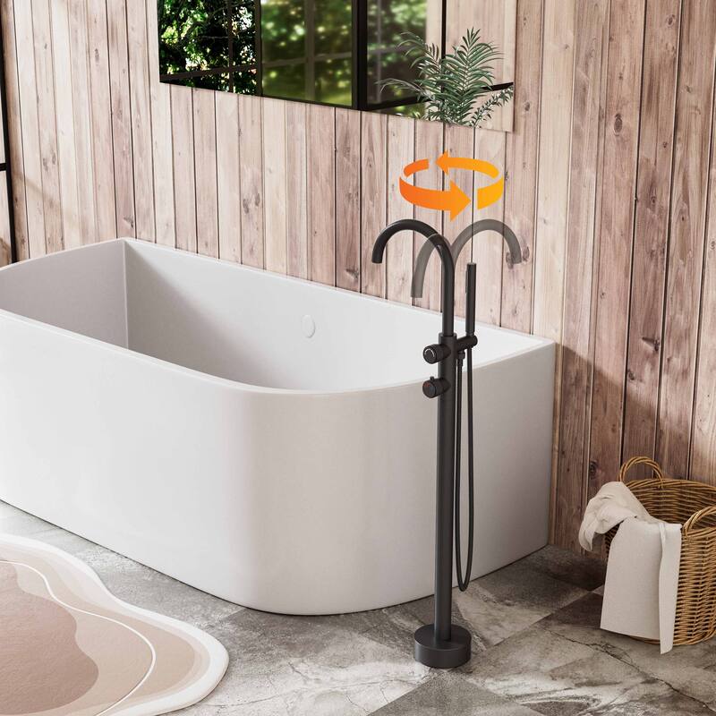 Modland Luxury Floor-Mounted Thermostatic Bathtub Faucet Freestanding with Hand Shower