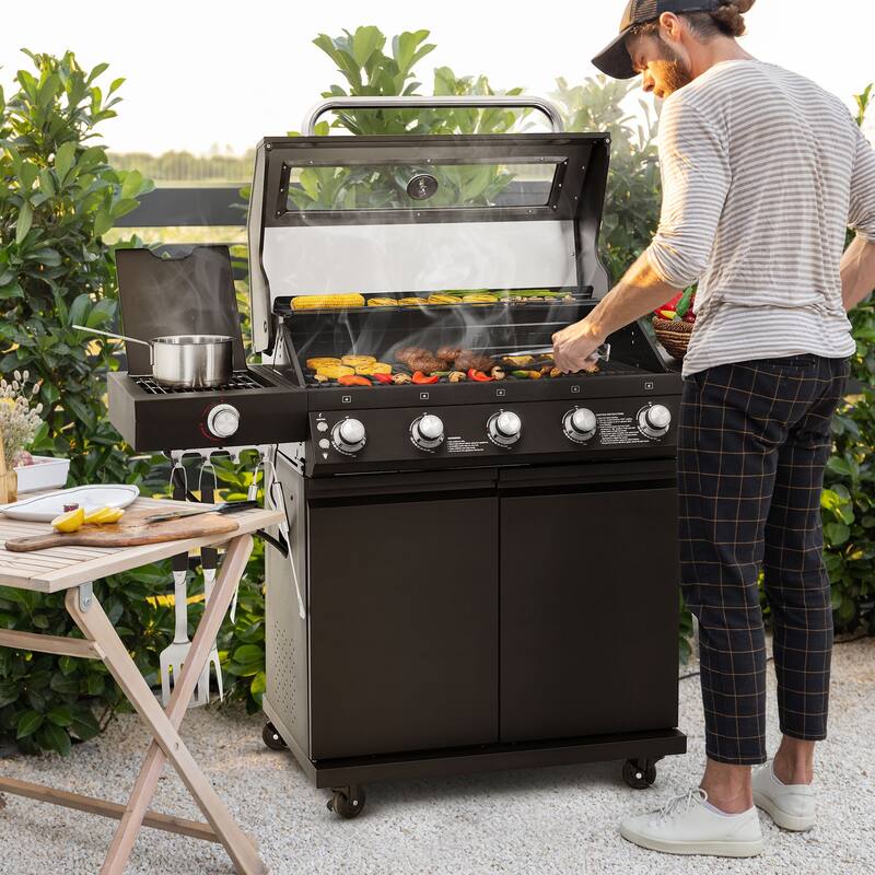 Royal Gourmet GEA5001H 5-Burner Gas Grill, With Infrared Side Burner