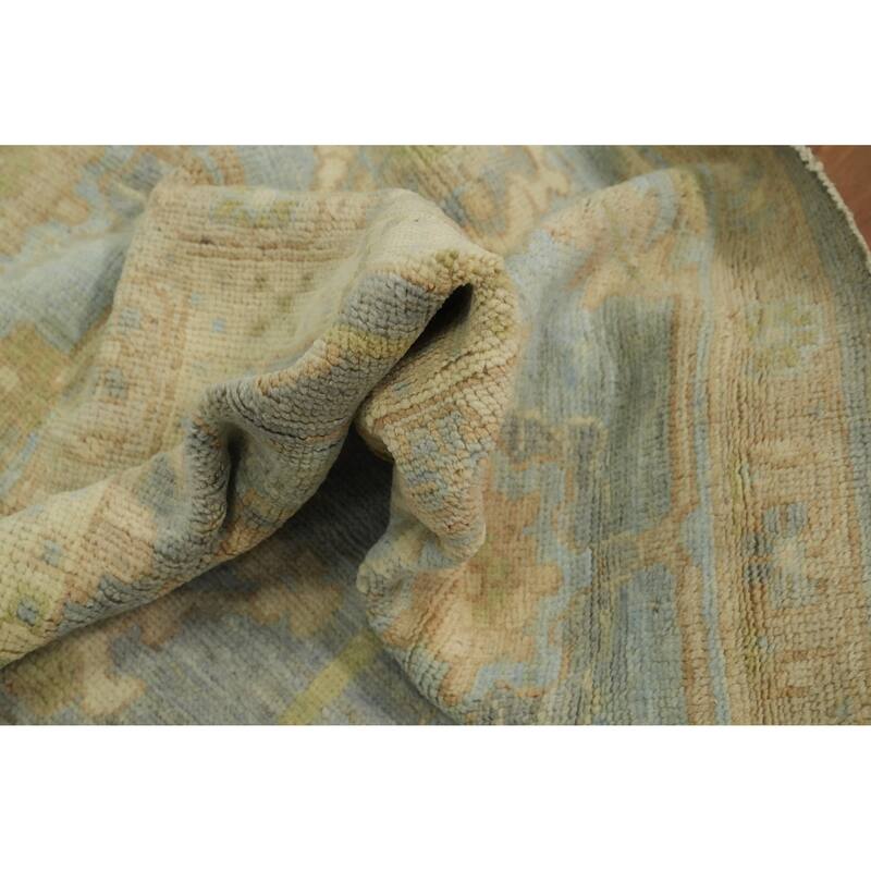 Vegetable Dye Wool Oushak Turkish Large Rug, Floral Geometric Carpet - 14' 2'' X 12' 4''