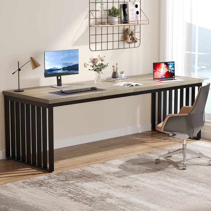 78.74" Extra Long Computer Desk, Double 2-Person Desk, Workstation Writing Study Table for Home Office