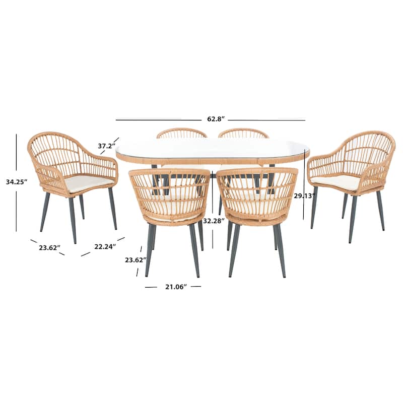 SAFAVIEH Outdoor Living Coastal Genser 7-Piece Patio Dining Set