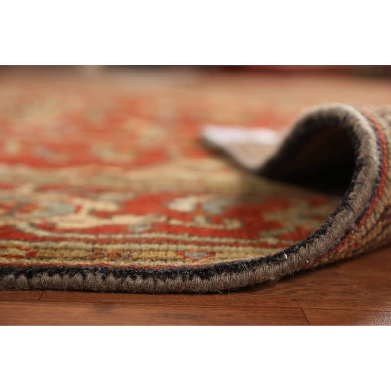 Medallion Heriz Serapi Indian Area Rug Hand-Knotted Floral Wool Carpet - 7'11" x 9'10"