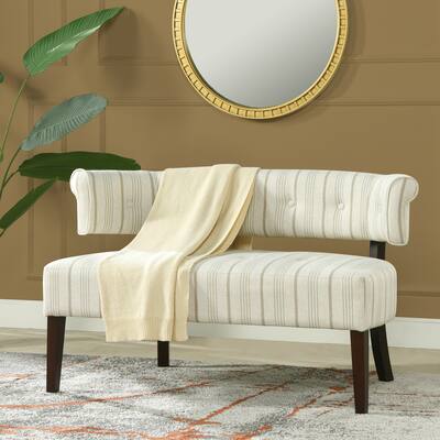 Jennifer Taylor Performance Fabric Venus Rolled Arm Button Tufted Bench Settee