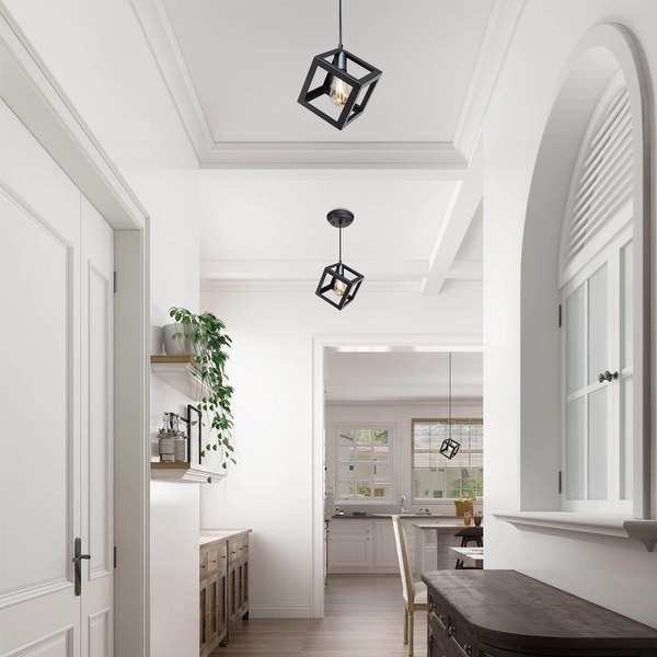 Black square cage pendant light best sale
