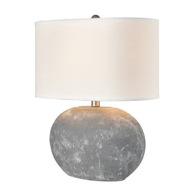 Elk Home Elin Concrete With White Linen Shade 1 Light Table Lamp
