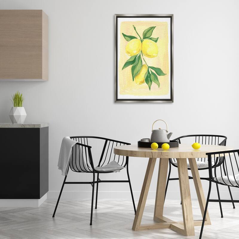 Stupell Hanging Lemons Country Charm Framed Floater Canvas Wall Art Design By Hannah Moren