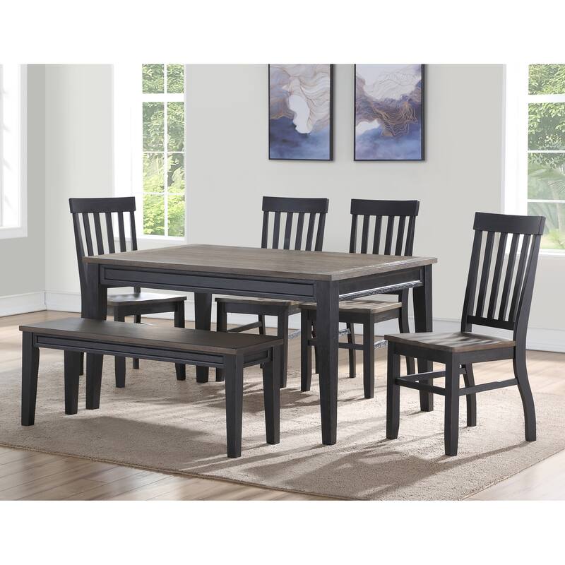 Steve Silver Ralston Two-Tone Ebony and Driftwood Dining Bench