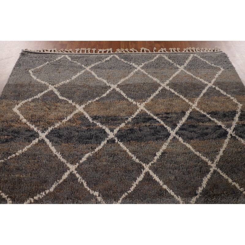 Trellis / Moroccan Oriental Area Rug Hand-Knotted Wool Carpet - 6'0" x 10'2"