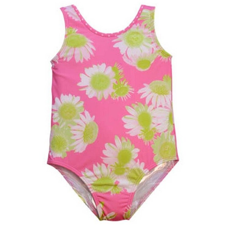 Shop Little Girls Pink White Darling Daisy Print Jacen One Piece Bathing Suit Overstock 31078814