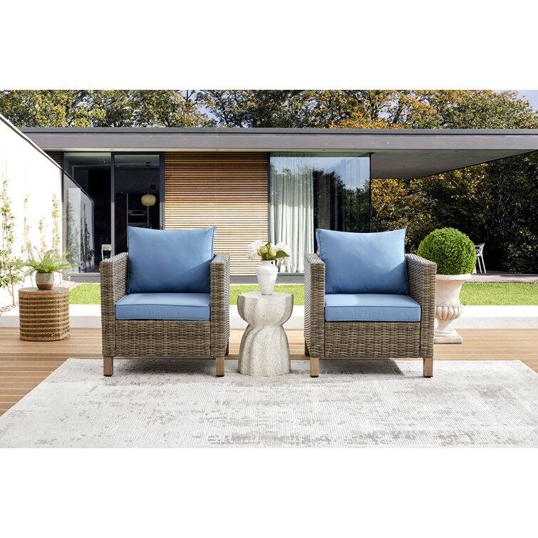 2 Piece Outdoor Patio Chairs with Cushions - Blue