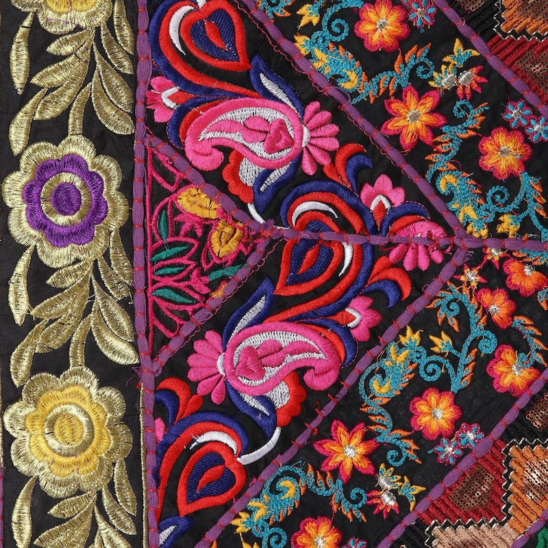 Handmade Floral Window patchwork wall hanging (India)
