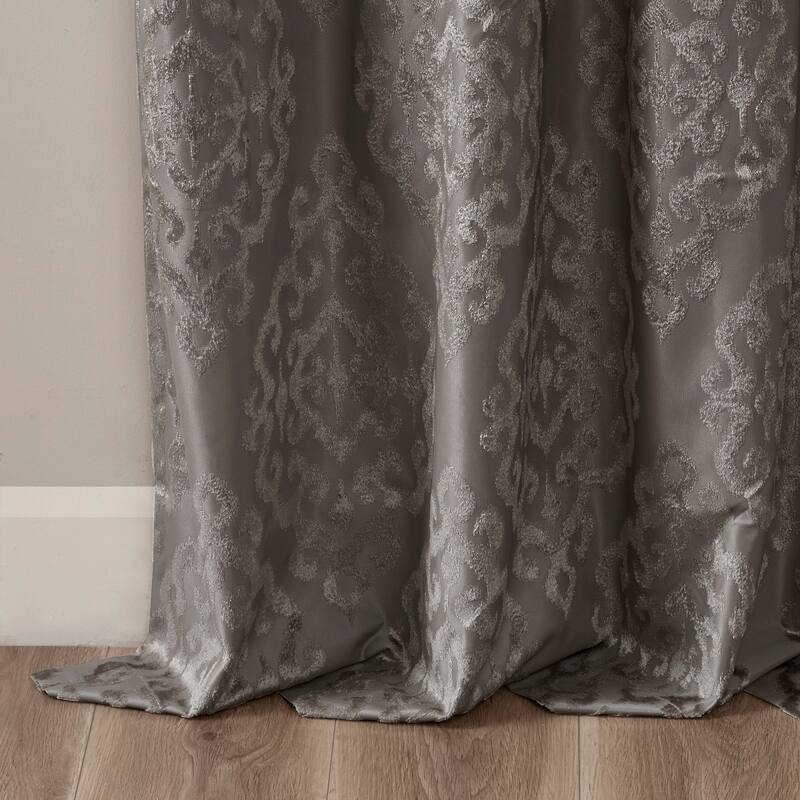 Blackout&Noise Blocking Knitted Jacquard Damask Total Grommet Top Curtain Panel, Machine Washable for Living Room/Bedroom-Single