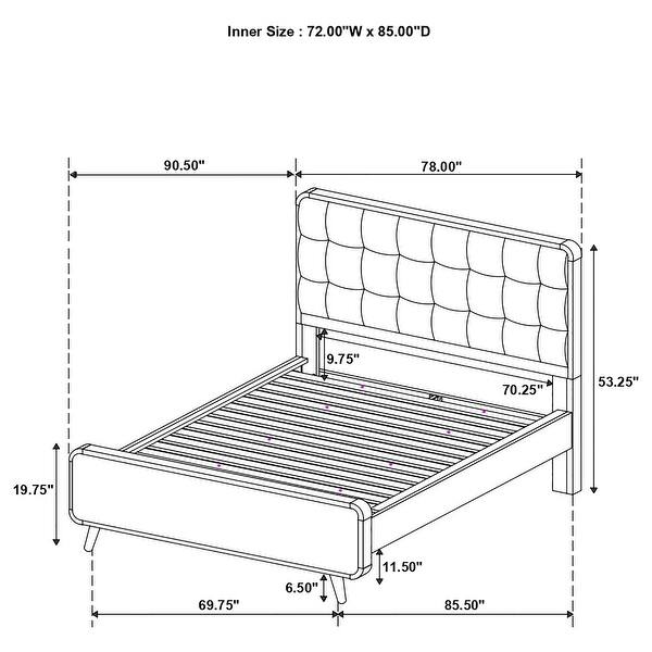 dimension image slide 41 of 68, Robyn Upholstered Tufted Bedroom Set Dark Walnut