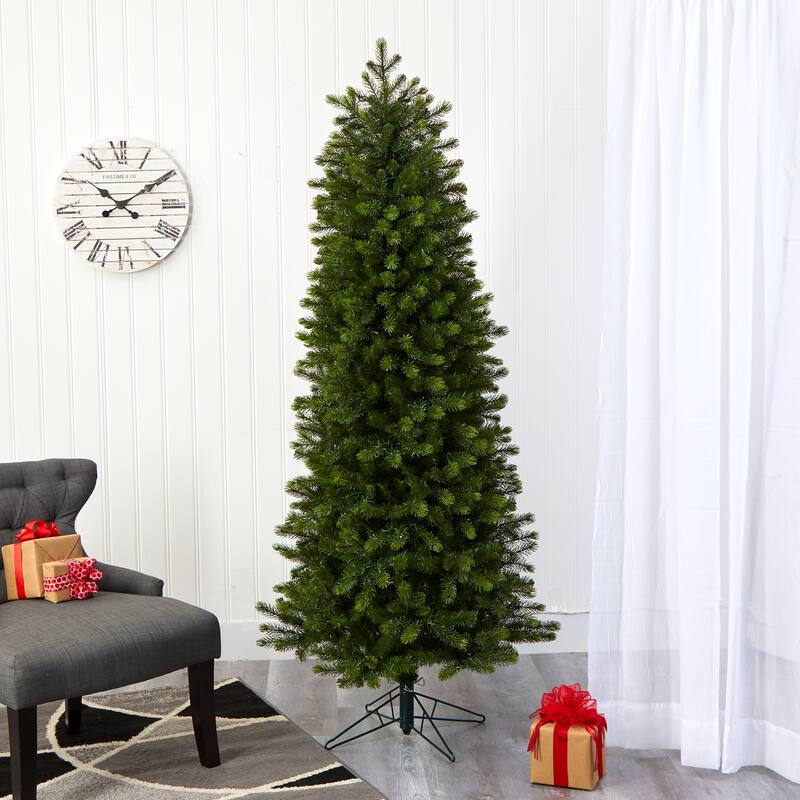 6.5ft. Slim Spruce Artificial Christmas Tree with 450 Warm White Micro LED Lights - Sleek Remote-Controlled X-Mas Tree