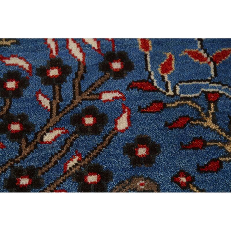 Animals Design Blue Ziegler Indian Runner Rug Hand-Knotted Wool Carpet - 2'6"x 7'11"