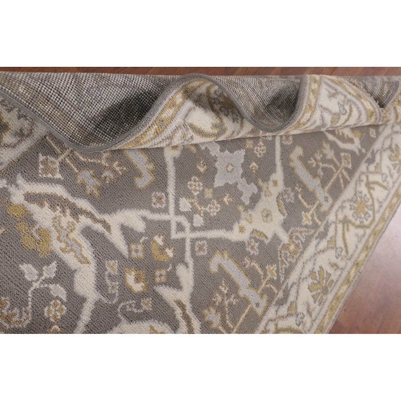 Transitional Green Oushak Oriental Area Rug Handmade Wool Carpet - 3'11"x 5'11"